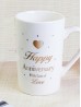 Happy Anniversary Porcelain Mugs set of 2 Gift Box